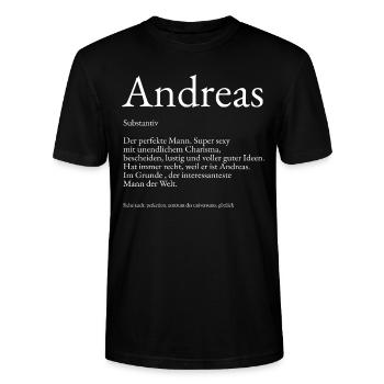 Andreas Wörterbuch Erklärung Vorname Andreas - Stanley/Stella Unisex Bio-T-Shirt CRAFTER - Schwarz - Vorne - Alina (178cm) & Michal (187cm)