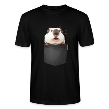 Guinea pig in the belly bag - Stanley/Stella CRAFTER Unisex Organic T-Shirt - black - Front - Alina (178cm) & Michal (187cm)