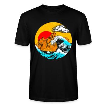 Japanese art - Stanley/Stella CRAFTER Unisex Organic T-Shirt - black - Front - Alina (178cm) & Michal (187cm)