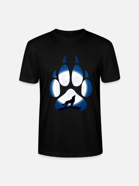 Ulvens tass i måneskin om natten - Stanley Stella CRAFTER unisex økologisk-T-shirt - sort