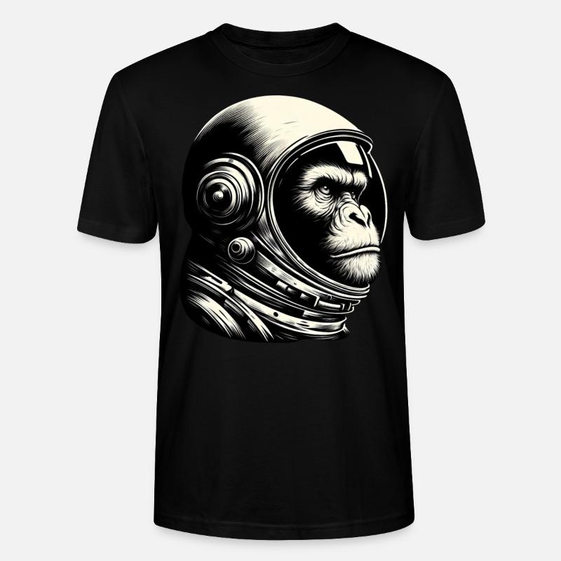Chimpanzé, Astronaute, Réfléchi, Cosmos - T-shirt bio CRAFTER Stanley Stella Unisexe - noir
