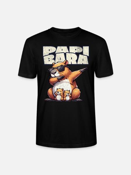 Papibara Capybara Father Dad - Stanley/Stella CRAFTER Unisex Organic T-Shirt - black