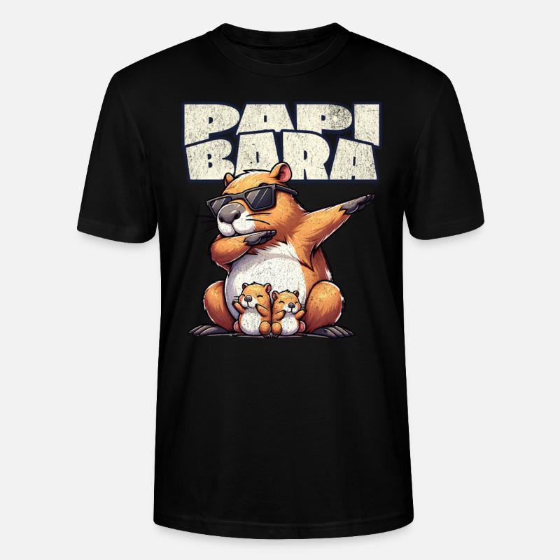 Papibara Capybara Father Dad - Stanley/Stella CRAFTER Unisex Organic T-Shirt - black