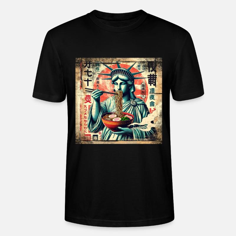 Ramen freiheitsstatue Grunge Poster Style - Stanley/Stella Unisex Bio-T-Shirt CRAFTER - Schwarz