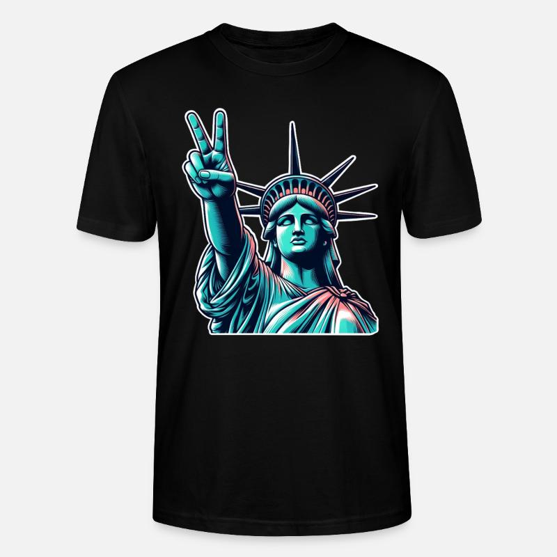 Freiheitsstatue Peace - Stanley/Stella Unisex Bio-T-Shirt CRAFTER - Schwarz