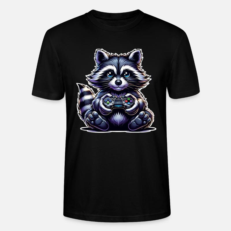 Waschbär Gamer Gaming Nerd - Stanley/Stella Unisex Bio-T-Shirt CRAFTER - Schwarz