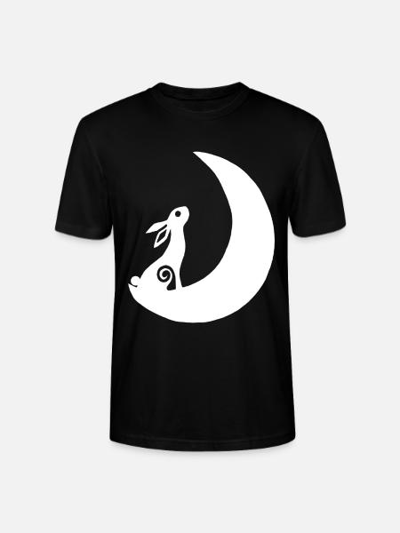 A rabbit on the moon - Stanley/Stella CRAFTER Unisex Organic T-Shirt - black