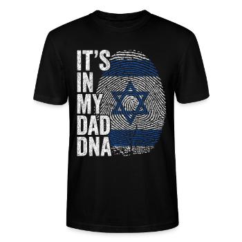 Israel Flag Imprint Israeli Dad - Stanley/Stella CRAFTER Unisex Organic T-Shirt - black - Front - Alina (178cm) & Michal (187cm)