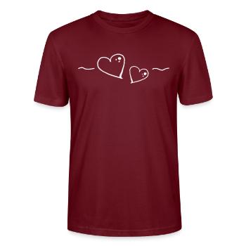Heart Lines - Stanley/Stella CRAFTER Unisex Organic T-Shirt - burgundy - Front - Alina (178cm) & Michal (187cm)