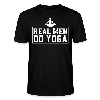 Les vrais hommes font du yoga - T-shirt bio CRAFTER Stanley Stella Unisexe - noir - Devant - Alina (178cm) & Michal (187cm)