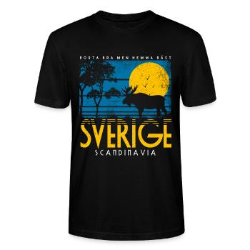 RETRO SVERIGE SKANDINAVIEN MIDSOMMAR SCHWEDEN - Stanley/Stella Unisex Bio-T-Shirt CRAFTER - Schwarz - Vorne - Alina (178cm) & Michal (187cm)