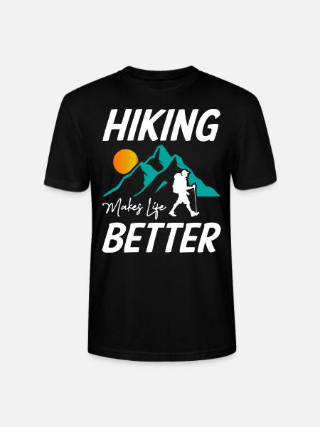 Hiking Makes Life Better - Stanley/Stella CRAFTER Unisex Organic T-Shirt - black