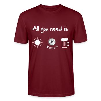 All you need is Boule - Stanley/Stella Unisex Bio-T-Shirt CRAFTER - Burgunderrot - Vorne - Alina (178cm) & Michal (187cm)