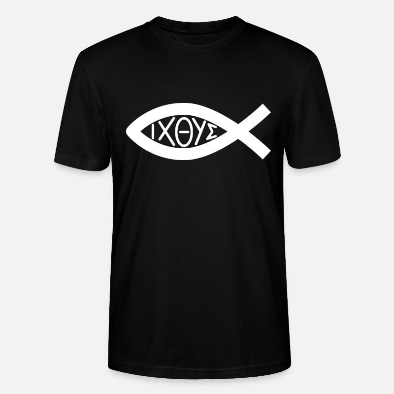 Fisch Symbol Christen - Kirche - Glauben - Stanley/Stella Unisex Bio-T-Shirt CRAFTER - Schwarz