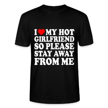 i love my hot girlfriend so please stay away from - T-shirt bio CRAFTER Stanley Stella Unisexe - noir - Devant - Alina (178cm) & Michal (187cm)