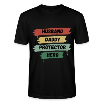 Husband Daddy Daddy Gift - Stanley/Stella CRAFTER Unisex Organic T-Shirt - black - Front - Alina (178cm) & Michal (187cm)