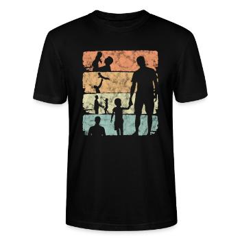 Papa Vater Vatertag Geschenk - Stanley/Stella Unisex Bio-T-Shirt CRAFTER - Schwarz - Vorne - Alina (178cm) & Michal (187cm)