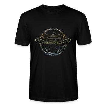 Ufo motiv - Stanley/Stella Unisex Bio-T-Shirt CRAFTER - Schwarz - Vorne - Alina (178cm) & Michal (187cm)