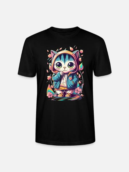 süßes Kawaii Kätzchen Japan - Stanley/Stella Unisex Bio-T-Shirt CRAFTER - Schwarz