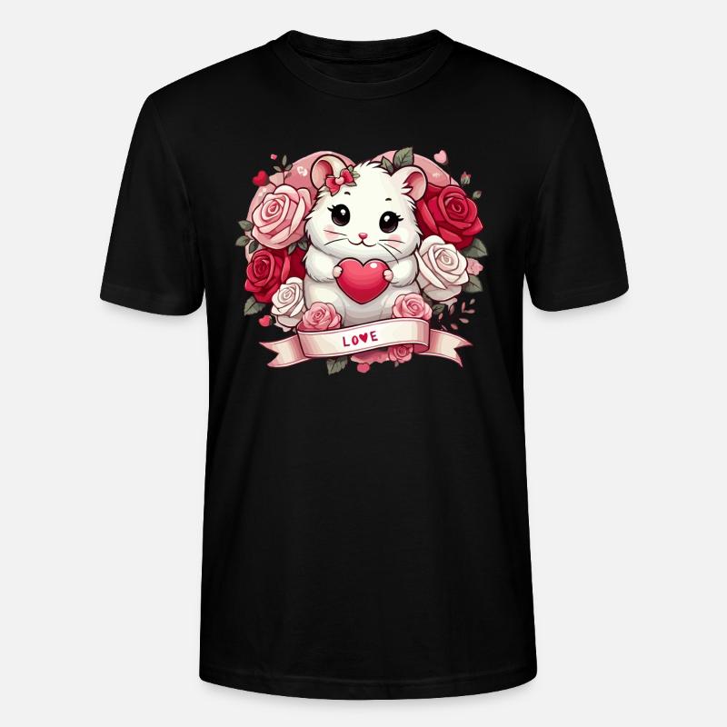 Romantischer Hamster mit Rosen - Stanley/Stella Unisex Bio-T-Shirt CRAFTER - Schwarz