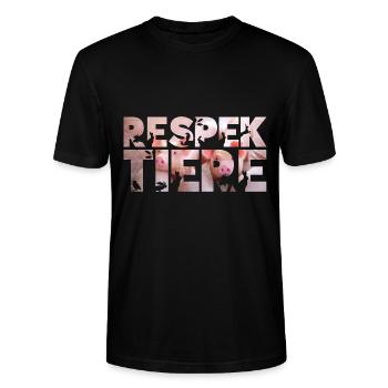Respekt Tiere Schwein Schweinchen Vegan Tierschutz - Stanley/Stella Unisex Bio-T-Shirt CRAFTER - Schwarz - Vorne - Alina (178cm) & Michal (187cm)