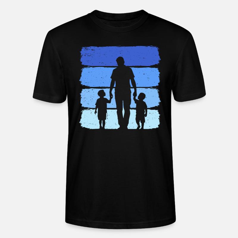 Isä ja kaksi poikaa T-paita Isä ja 2 lasta - Stanley/Stella CRAFTER unisex luomu-t-paita - musta