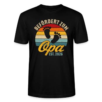 Befördert zum Opa 2026 Großvater seit 2026 - Stanley/Stella Unisex Bio-T-Shirt CRAFTER - Schwarz - Vorne - Alina (178cm) & Michal (187cm)