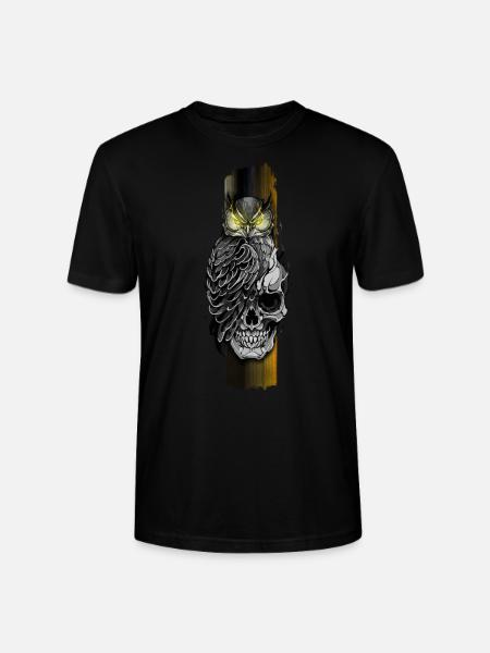 Owl Perched on Skull - Stanley/Stella CRAFTER Unisex Organic T-Shirt - black
