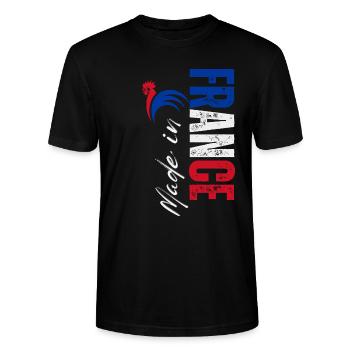 Fabriqué en France, j’adore la France - T-shirt bio CRAFTER Stanley Stella Unisexe - noir - Devant - Alina (178cm) & Michal (187cm)