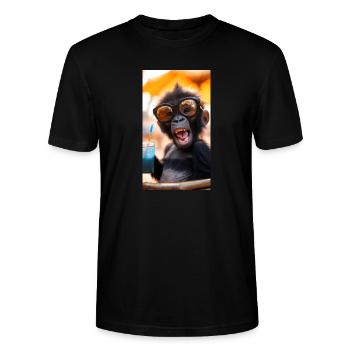 Happy Gorilla Vibes - Stanley/Stella CRAFTER Unisex Organic T-Shirt - black - Front - Alina (178cm) & Michal (187cm)