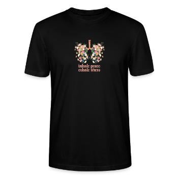 Yoga Zen Motivation Inhale Peace Inspiration - Stanley/Stella Unisex Bio-T-Shirt CRAFTER - Schwarz - Vorne - Alina (178cm) & Michal (187cm)