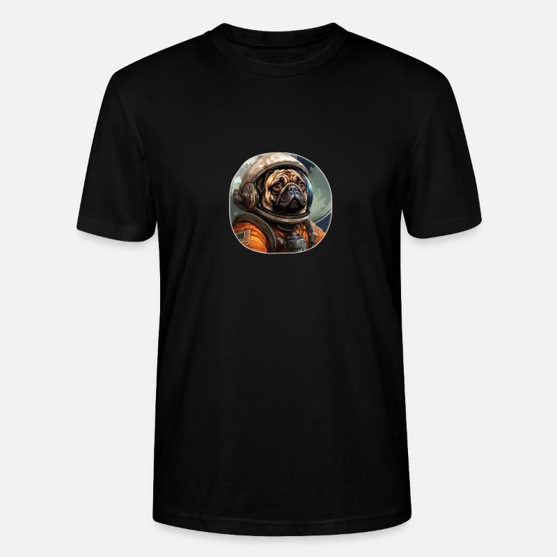 Mops Austronaut - Stanley/Stella Unisex Bio-T-Shirt CRAFTER - Schwarz