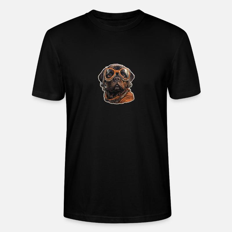 Mops Pilot - Stanley/Stella Unisex Bio-T-Shirt CRAFTER - Schwarz