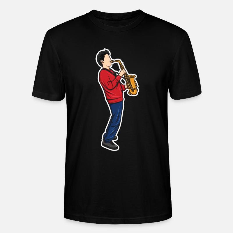 Lustiger Saxophonjunge - Stanley/Stella Unisex Bio-T-Shirt CRAFTER - Schwarz