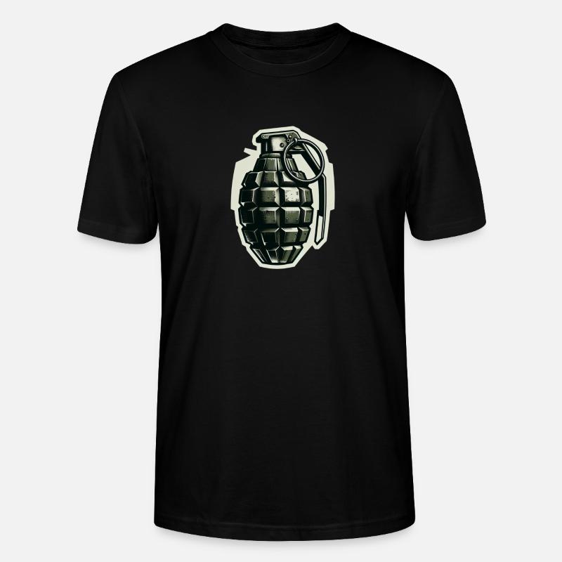 Explosionsabzeichen: Monochrome Granate - Stanley/Stella Unisex Bio-T-Shirt CRAFTER - Schwarz