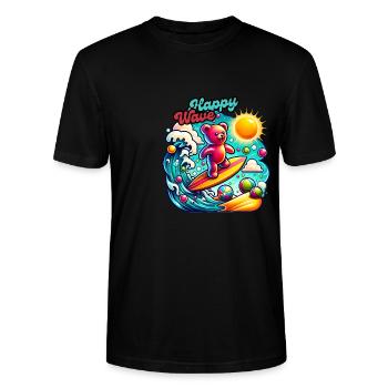 Joyeux nounours de surf - Aventure d’été - T-shirt bio CRAFTER Stanley Stella Unisexe - noir - Devant - Alina (178cm) & Michal (187cm)