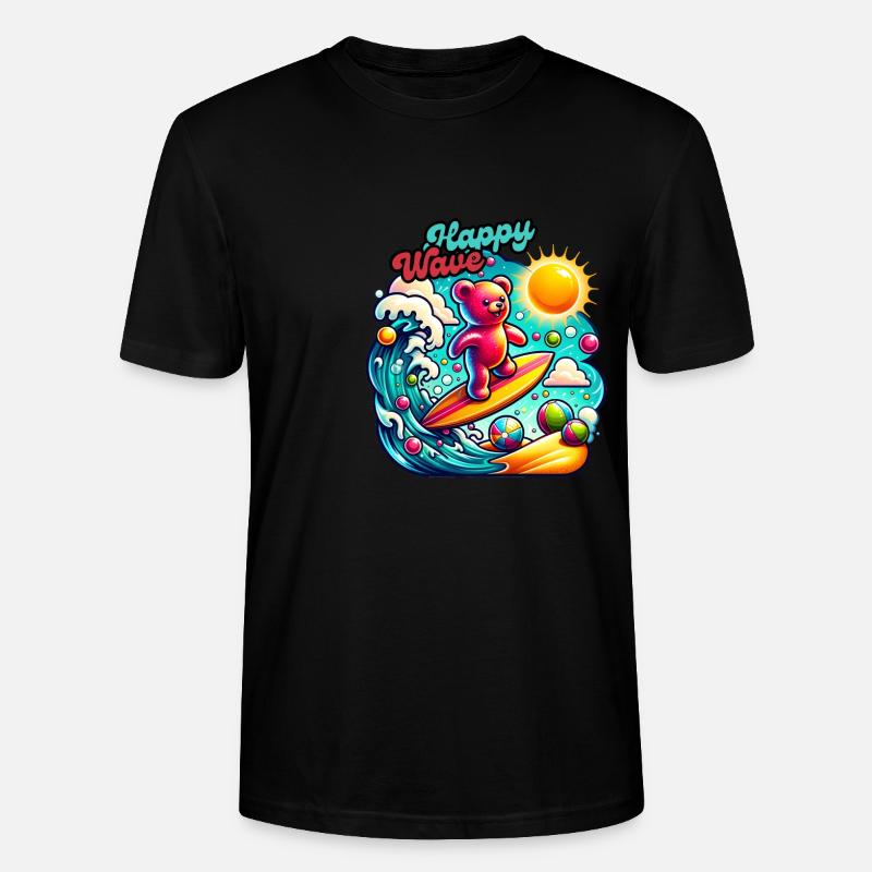 Fröhlicher Surfender Teddy - Sommerabenteuer - Stanley/Stella Unisex Bio-T-Shirt CRAFTER - Schwarz
