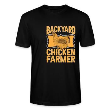 Poulet, Éleveur, Coq, Poule, Poulets de basse-cour, - T-shirt bio CRAFTER Stanley Stella Unisexe - noir - Devant - Alina (178cm) & Michal (187cm)
