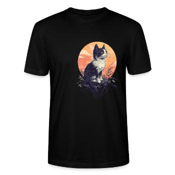 Katzenliebhaber Katzenhalter Katze Katzen Kater - Stanley/Stella Unisex Bio-T-Shirt CRAFTER - Schwarz - Vorne - Alina (178cm) & Michal (187cm)