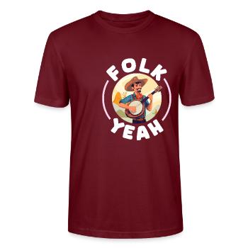 Folk Musique folklorique américaine Joueur de banjo - T-shirt bio CRAFTER Stanley Stella Unisexe - bordeaux - Devant - Alina (178cm) & Michal (187cm)