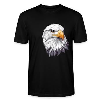Eagle White-tailed Eagle Nature Bird of Prey Bird of Prey USA - Stanley/Stella CRAFTER Unisex Organic T-Shirt - black - Front - Alina (178cm) & Michal (187cm)
