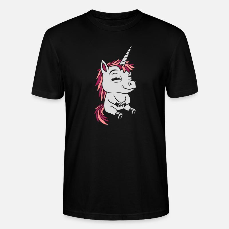 Comic kleines sitzendes Einhorn - Stanley/Stella Unisex Bio-T-Shirt CRAFTER - Schwarz