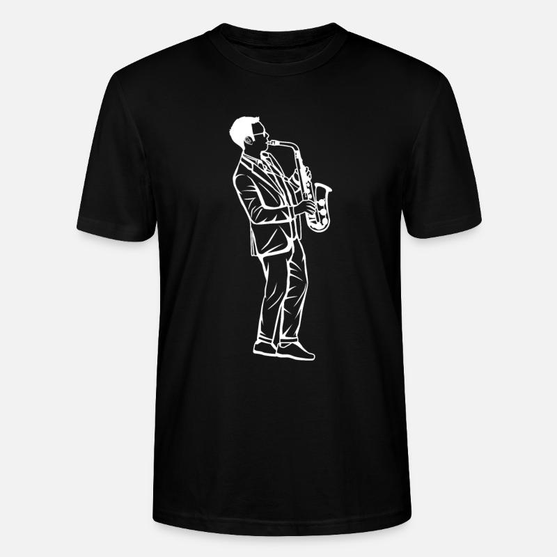 Saxophon Junge Zeichnung - Stanley/Stella Unisex Bio-T-Shirt CRAFTER - Schwarz