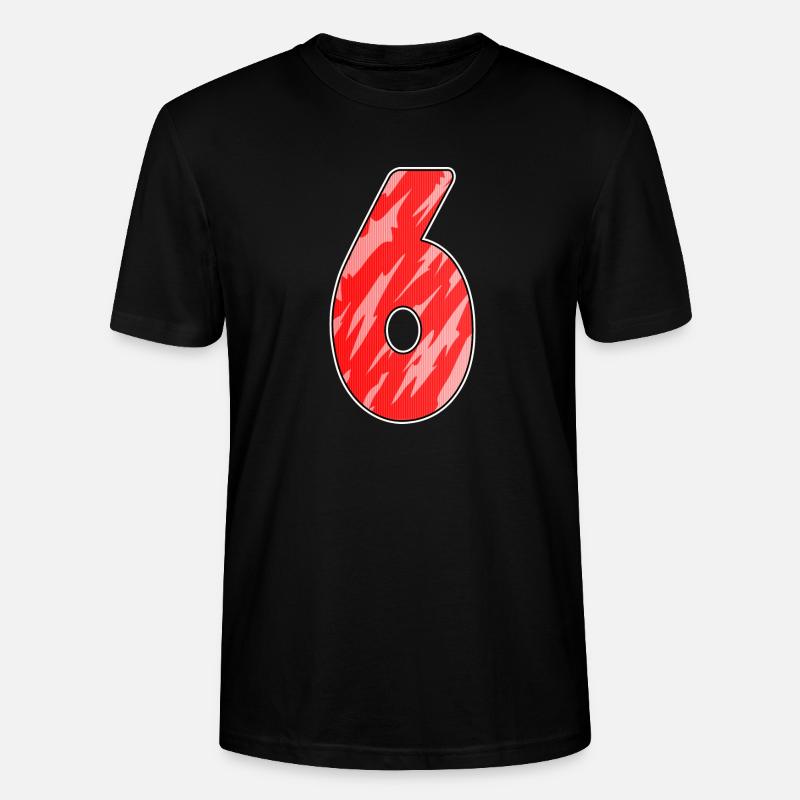 Nummer 6 Muster Rot - Stanley/Stella Unisex Bio-T-Shirt CRAFTER - Schwarz