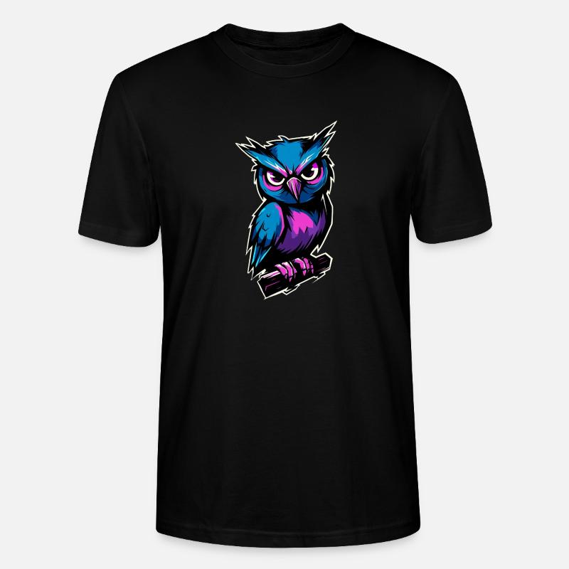blau lila Eule :) - Stanley/Stella Unisex Bio-T-Shirt CRAFTER - Schwarz