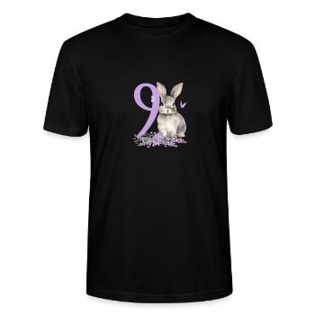 Geburtstag 9 Hase Waldtier Mädchen Neun 9 Jahre al - Stanley/Stella Unisex Bio-T-Shirt CRAFTER - Schwarz - Vorne - Alina (178cm) & Michal (187cm)
