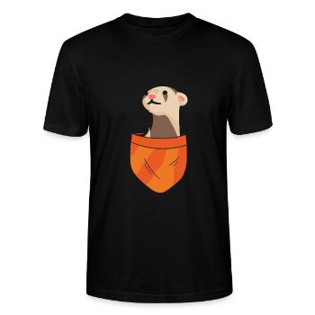 Ferret Cute Animal Ferret Lover - Stanley/Stella CRAFTER Unisex Organic T-Shirt - black - Front - Alina (178cm) & Michal (187cm)