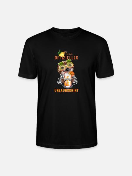 Lustiges Faultier mit Cocktail Urlaub - Stanley/Stella Unisex Bio-T-Shirt CRAFTER - Schwarz