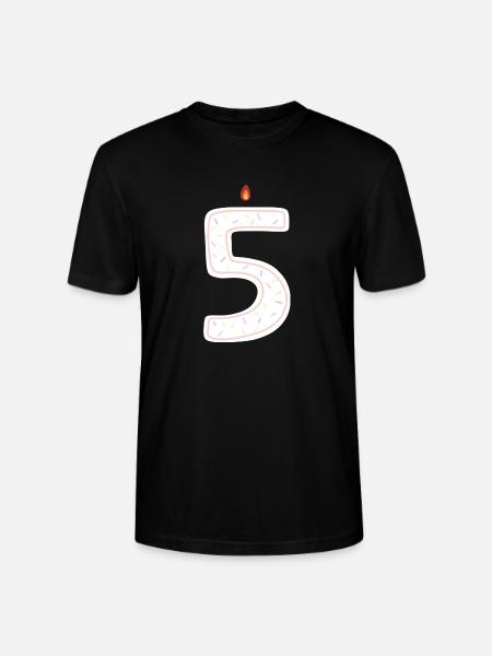 Festive Birthday Candle Number 5 - Stanley/Stella CRAFTER Unisex Organic T-Shirt - black