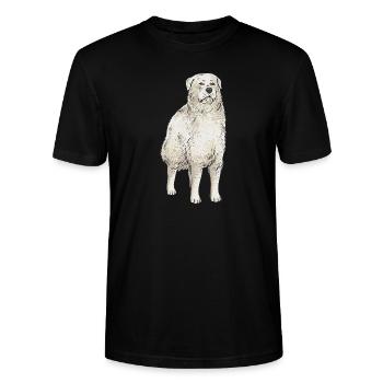 Pyrenean Mountain Dog Patou Dog Gift - Stanley/Stella CRAFTER Unisex Organic T-Shirt - black - Front - Alina (178cm) & Michal (187cm)